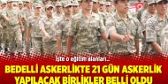 Bedelli askerlikte 21 gün askerlik yapılacak birlikler belli oldu