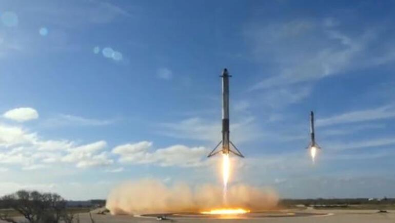 Son dakika: Tarihi gün... Falcon Heavy fırlatıldı